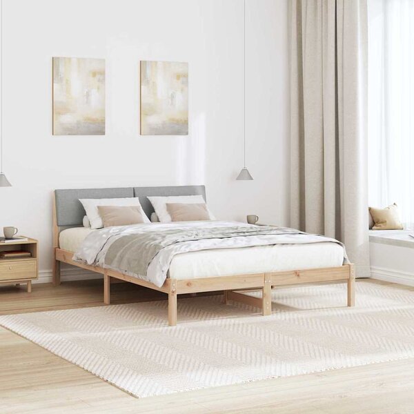 Okvir kreveta s uzglavljem Smeđa i svijetlo siva 135 x 190 cm - Smeđa / 135 x 190 cm