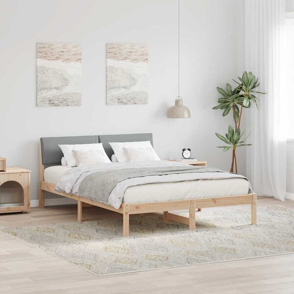 Okvir kreveta s uzglavljem Smeđa i svijetlo siva 135 x 190 cm - Smeđa / 135 x 190 cm