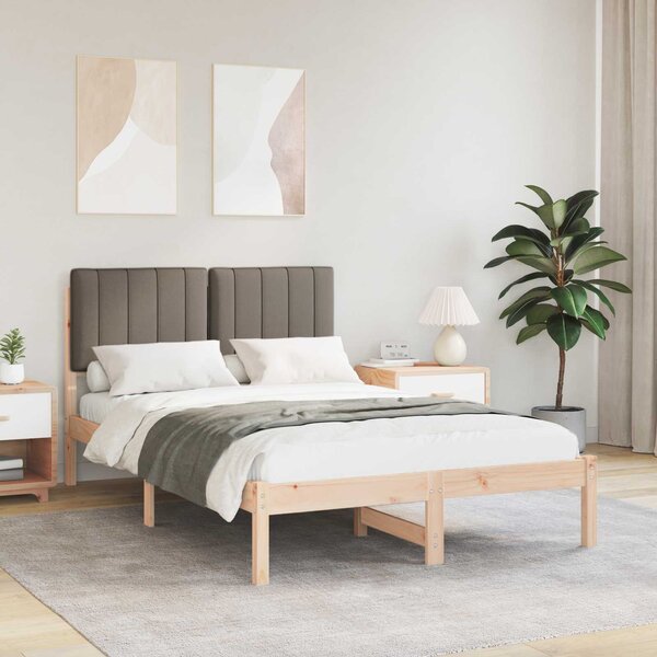 Krevetni okvir s tapiciranim uzglavljem Prirodna i taupe - Smeđa / 90 x 200 cm