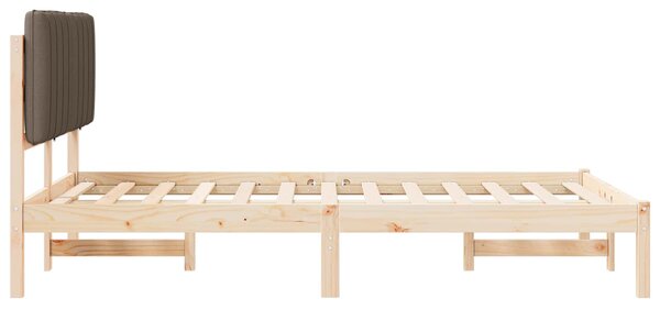 Krevetni okvir s tapiciranim uzglavljem Prirodna i taupe - Smeđa / 90 x 200 cm