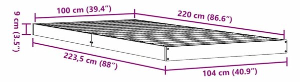 Krevet s daskama Prirodna 100 x 220 cm Čvrsto borovo drvo - Bež / 100 x 220 cm