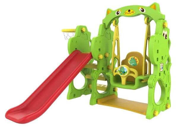 Vrtni tobogan 3 u 1 s ljuljačkom i košem dinosaur