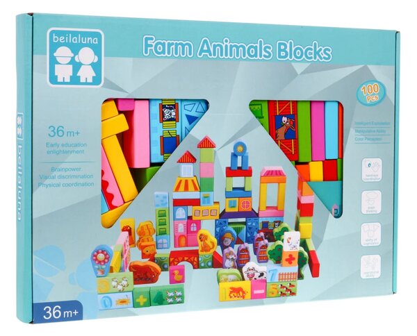Drvene kockice Farma 100 kom 3+