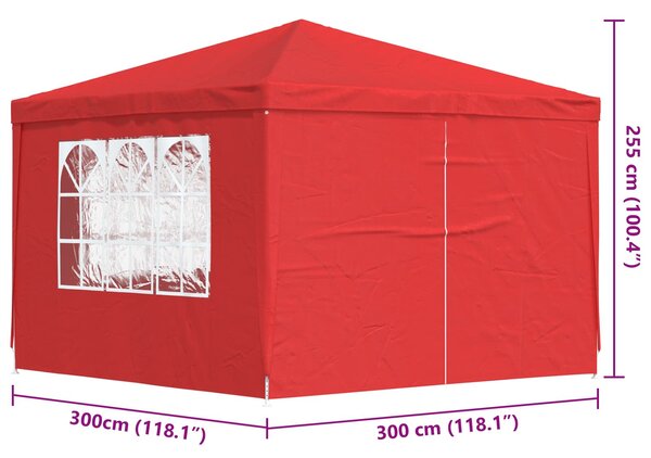 Šator za zabave 300 x 300 x 255 cm Crvena PE i čelik - Crvena / 300 x 300 x 255 cm