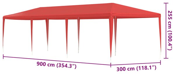 Šator za zabave Crvena 900 x 300 x 255 cm PE i čelik - Crvena / 900 x 300 x 255 cm