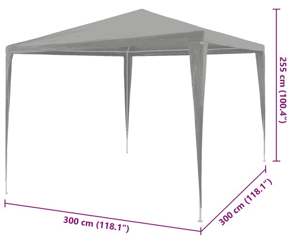 Šator za zabave Svijetlo siva 300 x 300 x 255 cm PE i čelik - Siva / 300 x 300 x 255 cm
