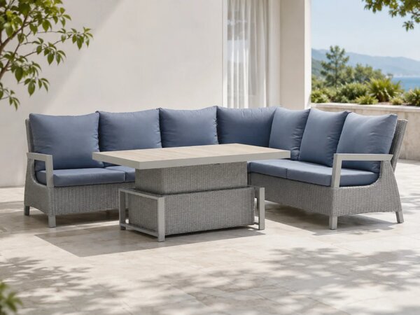 Royal Comfort tehoratan vrtni set sivi s kutnom sofom