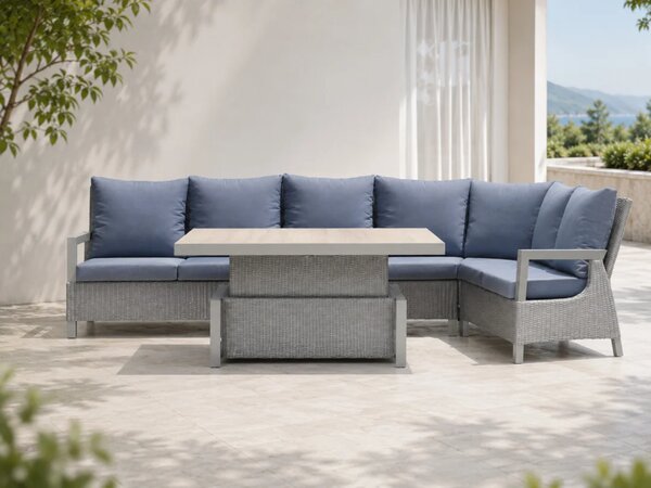 Royal Comfort tehoratan vrtni set sivi s kutnom sofom
