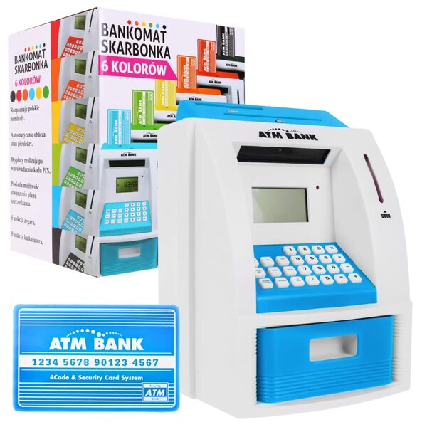 Bankomat-kasica za djecu 3+ plavi s karticom i PIN-om