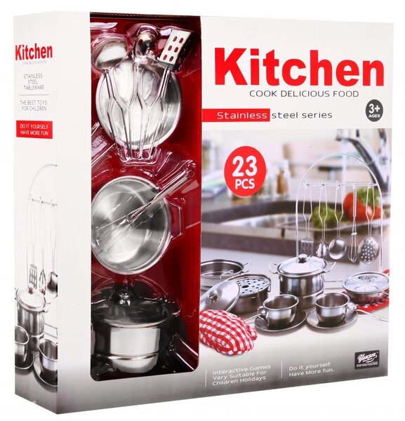 Metalni kuhinjski set s keceljom i rukavicom, 23 kom, 3+
