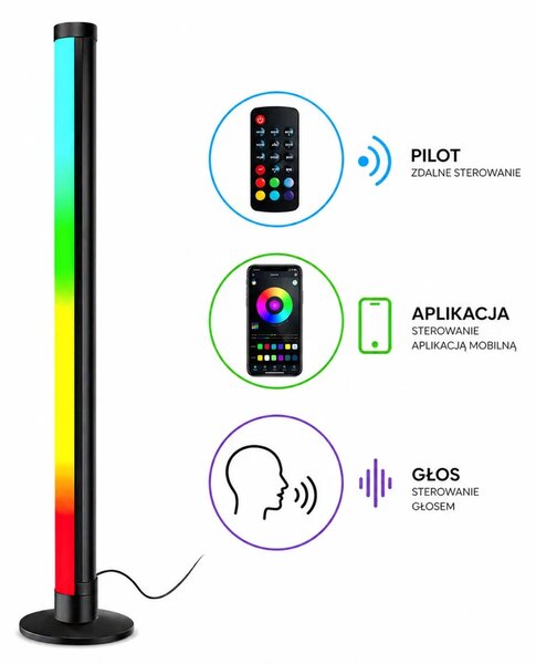 RGB LED kutna podna lampa s aplikacijom, 90 cm