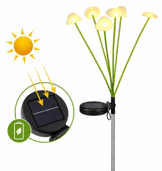 Solarna vrtna lampa gljive, toplo LED svjetlo 70 cm