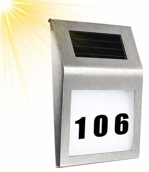 Solarna LED lampa s osvijetljenim kućnim brojem, IP65
