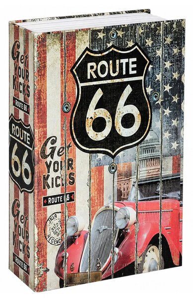 Sef u obliku knjige Route 66 s ključem, mali 18,5 cm