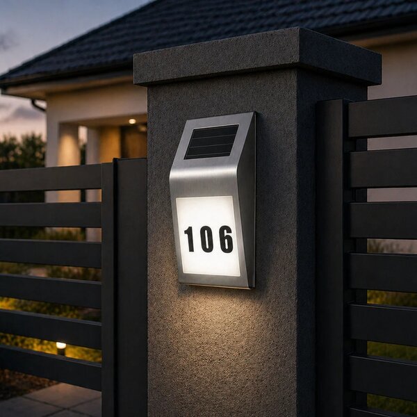 Solarna LED lampa s osvijetljenim kućnim brojem, IP65