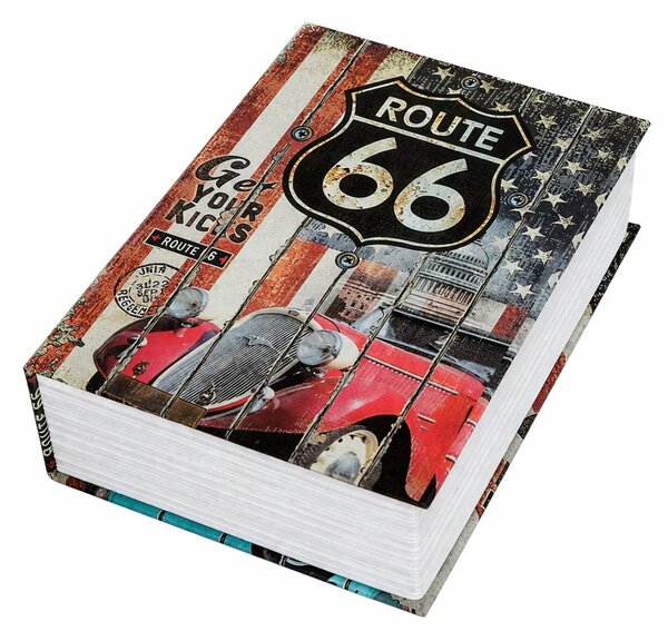 Sef u obliku knjige Route 66 s ključem, mali 18,5 cm