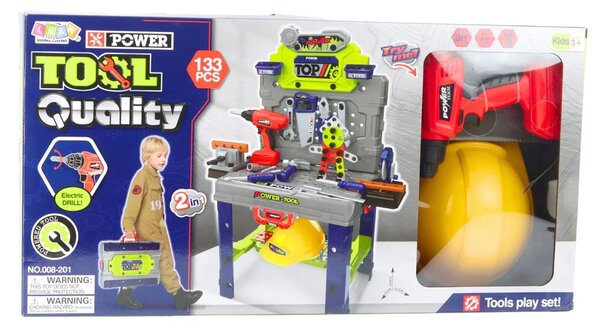 Dječji set alata 2u1 s radnim stolom 133 dijela