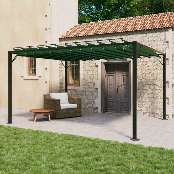 Gazebo s krovom s roletnom 3 x 4 x 2,14 m Zelena - Zelena / 3 x 4 x 2,14 m