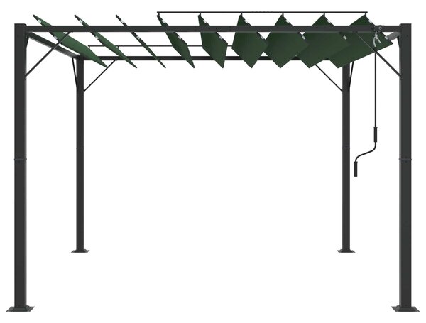 Gazebo s krovom s roletnom 3 x 3 x 2,14 m Zelena - Zelena / 3 x 3 x 2,14 m