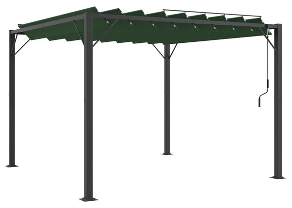 Gazebo s krovom s roletnom 3 x 3 x 2,14 m Zelena - Zelena / 3 x 3 x 2,14 m