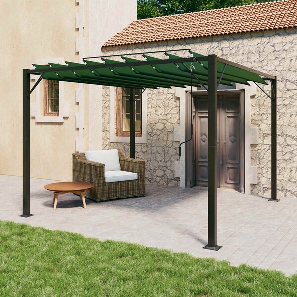 Gazebo s krovom s roletnom 3 x 3 x 2,14 m Zelena - Zelena / 3 x 3 x 2,14 m