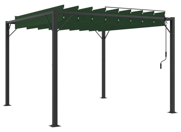 Gazebo s krovom s roletnom 3 x 3 x 2,14 m Zelena - Zelena / 3 x 3 x 2,14 m