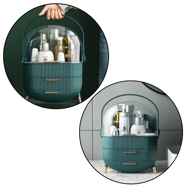 Organizator za kozmetiku 2 ladice zeleni 37 cm