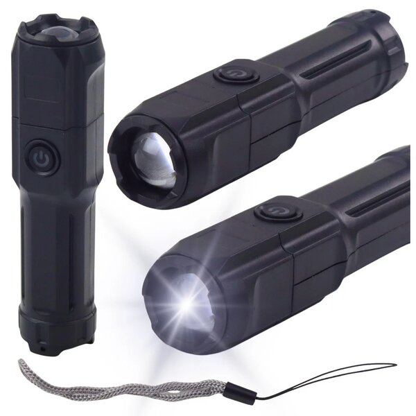 LED svjetiljka s zumom USB punjenje crna