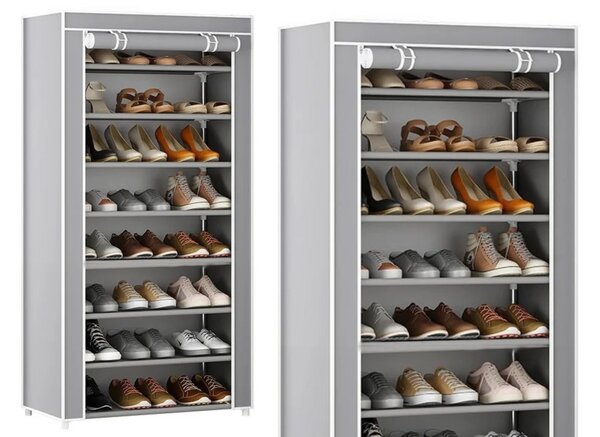 Organizator za cipele 8 polica sivi s navlakom