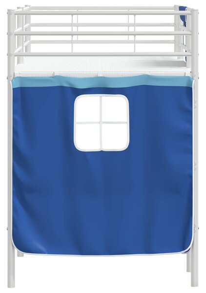 Krevet na kat za djecu s zavjesama Bijela i Plava 75 x 190 cm - Bijela / 75 x 190 cm