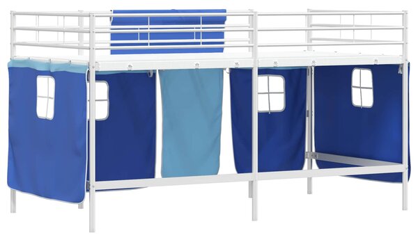 Krevet na kat za djecu s zavjesama Bijela i Plava 80 x 200 cm - Bijela / 80 x 200 cm