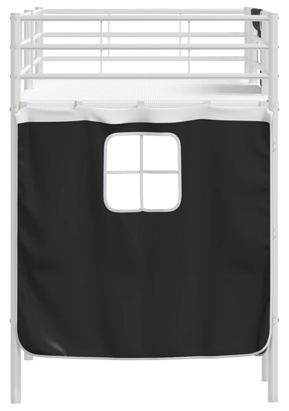 Krevet na kat za djecu s zavjesama Bijela i crna 90 x 190 cm - Bijela / 90 x 190 cm