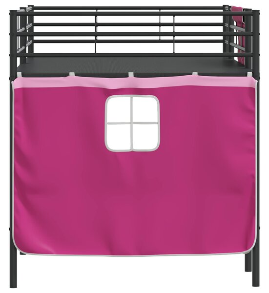 Krevet na kat za djecu s zavjesama Crna i ružičasta 80 x 200 cm - Crna / 80 x 200 cm