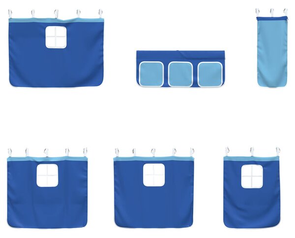 Krevet na kat za djecu s zavjesama Crna i Plava 80 x 200 cm - Crna / 80 x 200 cm