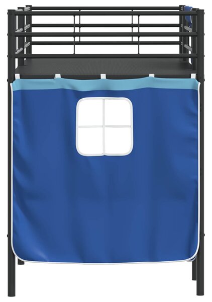 Krevet na kat za djecu s zavjesama Crna i Plava 75 x 190 cm - Crna / 75 x 190 cm