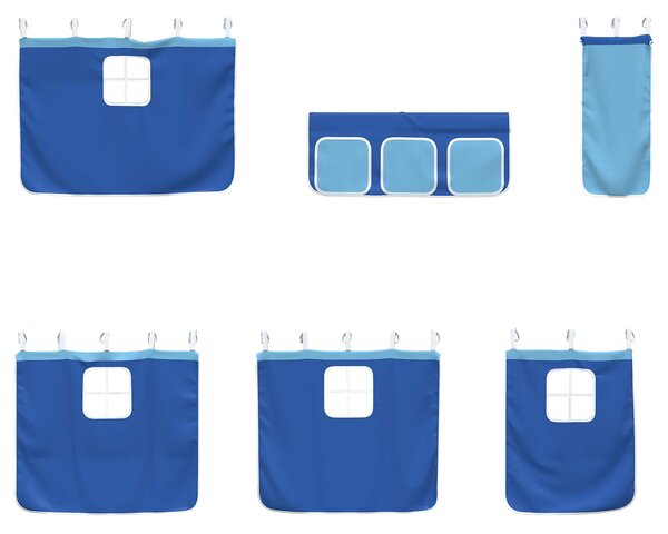 Krevet na kat za djecu s zavjesama Crna i Plava 75 x 190 cm - Crna / 75 x 190 cm