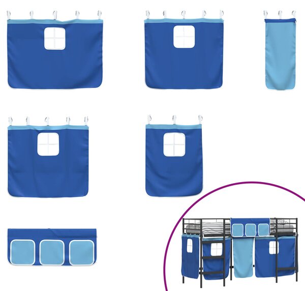 Krevet na kat za djecu s zavjesama Crna i Plava 75 x 190 cm - Crna / 75 x 190 cm