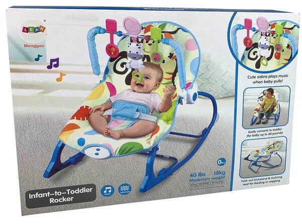 Ljuljačka stolica 2 u 1 plava zebra zvukovi vibracije