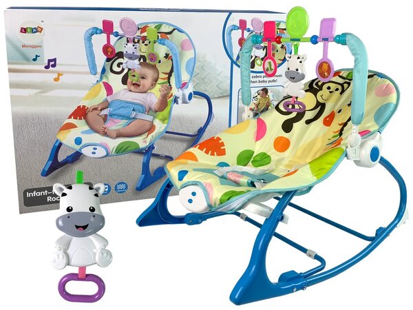 Ljuljačka stolica 2 u 1 plava zebra zvukovi vibracije