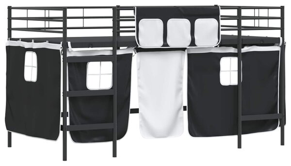 Krevet na kat za djecu s zavjesama Crna 80 x 200 cm - Crna / 80 x 200 cm