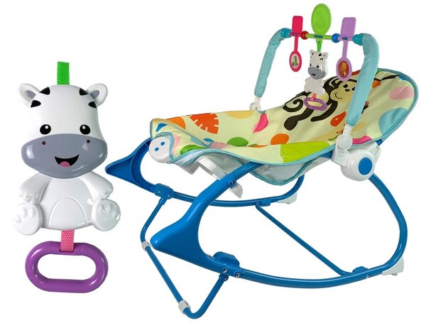 Ljuljačka stolica 2 u 1 plava zebra zvukovi vibracije