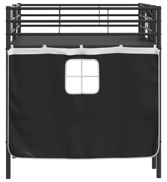 Krevet na kat za djecu s zavjesama Crna 80 x 200 cm - Crna / 80 x 200 cm