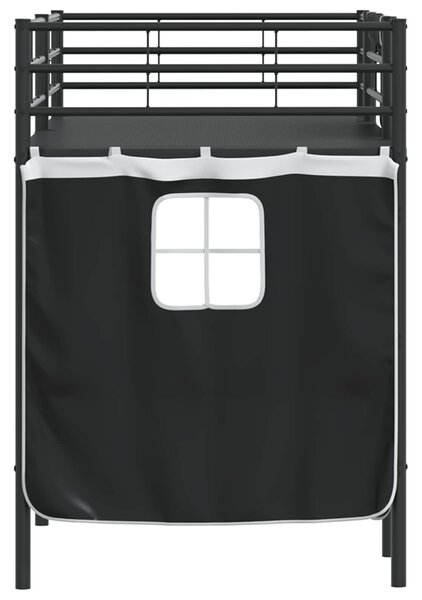 Krevet na kat za djecu s zavjesama Crna 75 x 190 cm - Crna / 75 x 190 cm