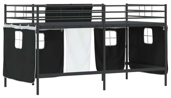 Krevet na kat za djecu s zavjesama Crna 80 x 200 cm - Crna / 80 x 200 cm