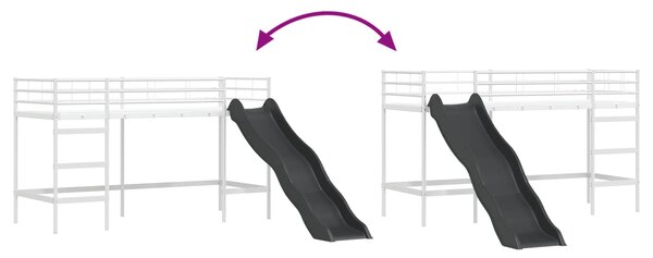 Krevet na kat za djecu s toboganom Bijela i antracit - Bijela / 75 x 190 cm