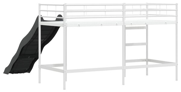 Krevet na kat za djecu s toboganom Bijela i antracit - Bijela / 75 x 190 cm