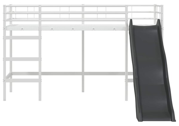 Krevet na kat za djecu s toboganom Bijela i antracit - Bijela / 75 x 190 cm