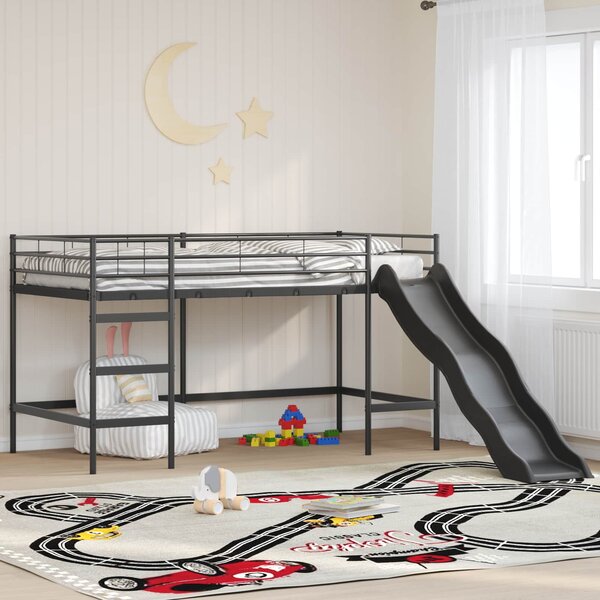 Krevet na kat za djecu s toboganom Crna i antracit 107 x 200 cm - Crna / 107 x 200 cm
