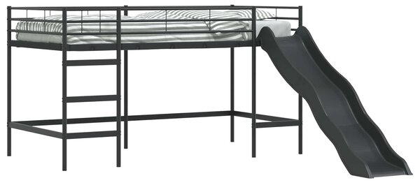 Krevet na kat za djecu s toboganom Crna i antracit 107 x 200 cm - Crna / 107 x 200 cm