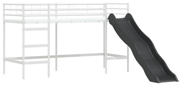 Krevet na kat za djecu s toboganom Bijela i antracit - Bijela / 75 x 190 cm